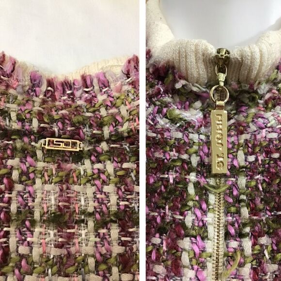 St John Sport By Marie Gray Tweed Knit Sweater Jacket Size XL - Picture 14 of 16